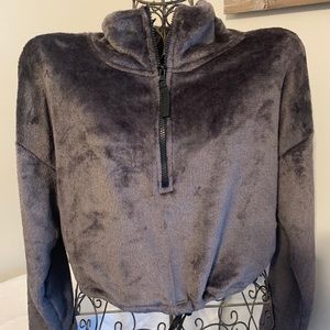 Urban Outfitters Cropped Fuzzy Quarter-Zip